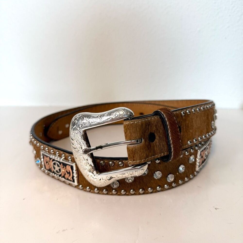 Ranger Belt Company Leather Calf Hair Western Belt Size 38